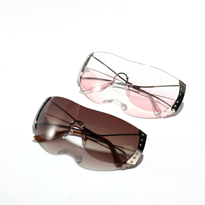 Dame futuristisk solbrille med stilfull ramme og høygradig UV-beskyttelse Luvikno