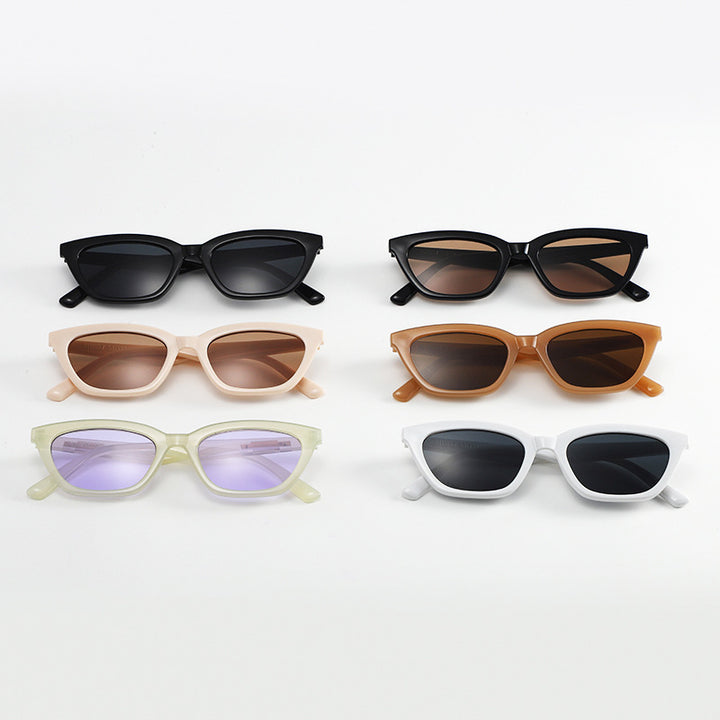 Dame moter Cat-Eye solbriller med transparent ramme og speilglass Luvikno