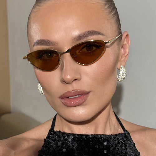 Dame Cat-Eye solbriller med rhinestones ramme og beskyttende linser Luvikno
