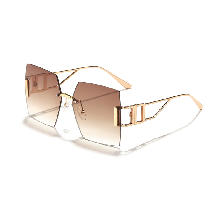 Dame kvadratisk solbrille med luksuriøs metallramme Luvikno
