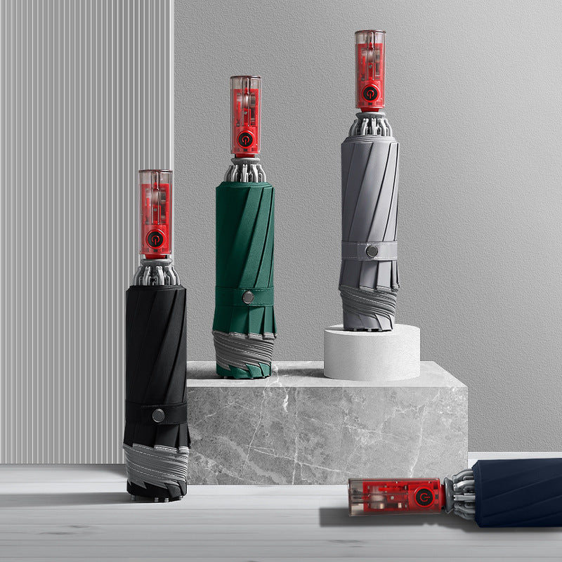 Dame automatisk paraply med ergonomisk grep og innovativt sammenleggingssystem Luvikno