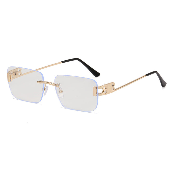 Damer moterik kvadratisk solbrille med gull aksenter Luvikno