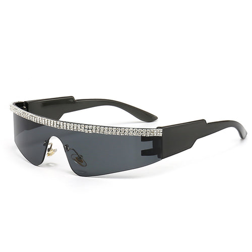 Dame Mode Glamour-solbriller med ramme dekorert med strass Luvikno