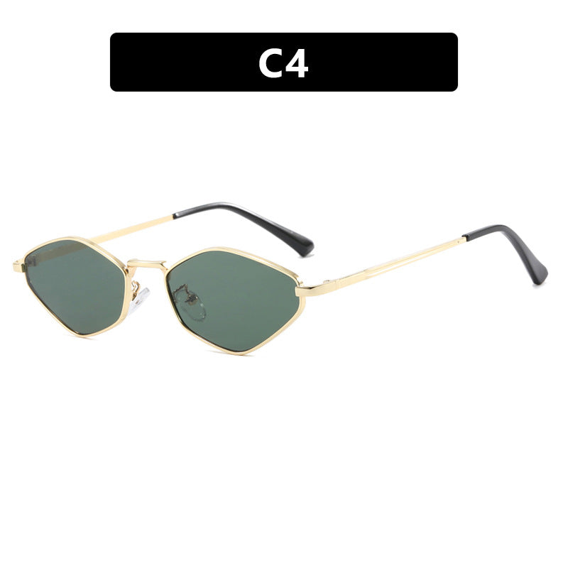 Dame geometrisk solbrille med fin metallramme og UV-beskyttelse Luvikno