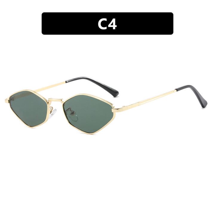 Dame geometrisk solbrille med fin metallramme og UV-beskyttelse Luvikno