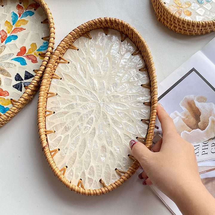 Dame Elegant Serveringsfat-set laget av håndvevd naturmateriale Luvikno