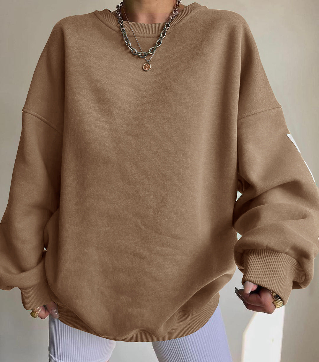 Dame avslappet oversized genser med kontrasterende ermer Luvik