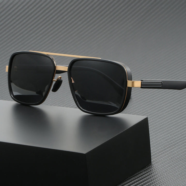 Dame elegant firkantet solbrille med høykvalitets metallramme Luvikno