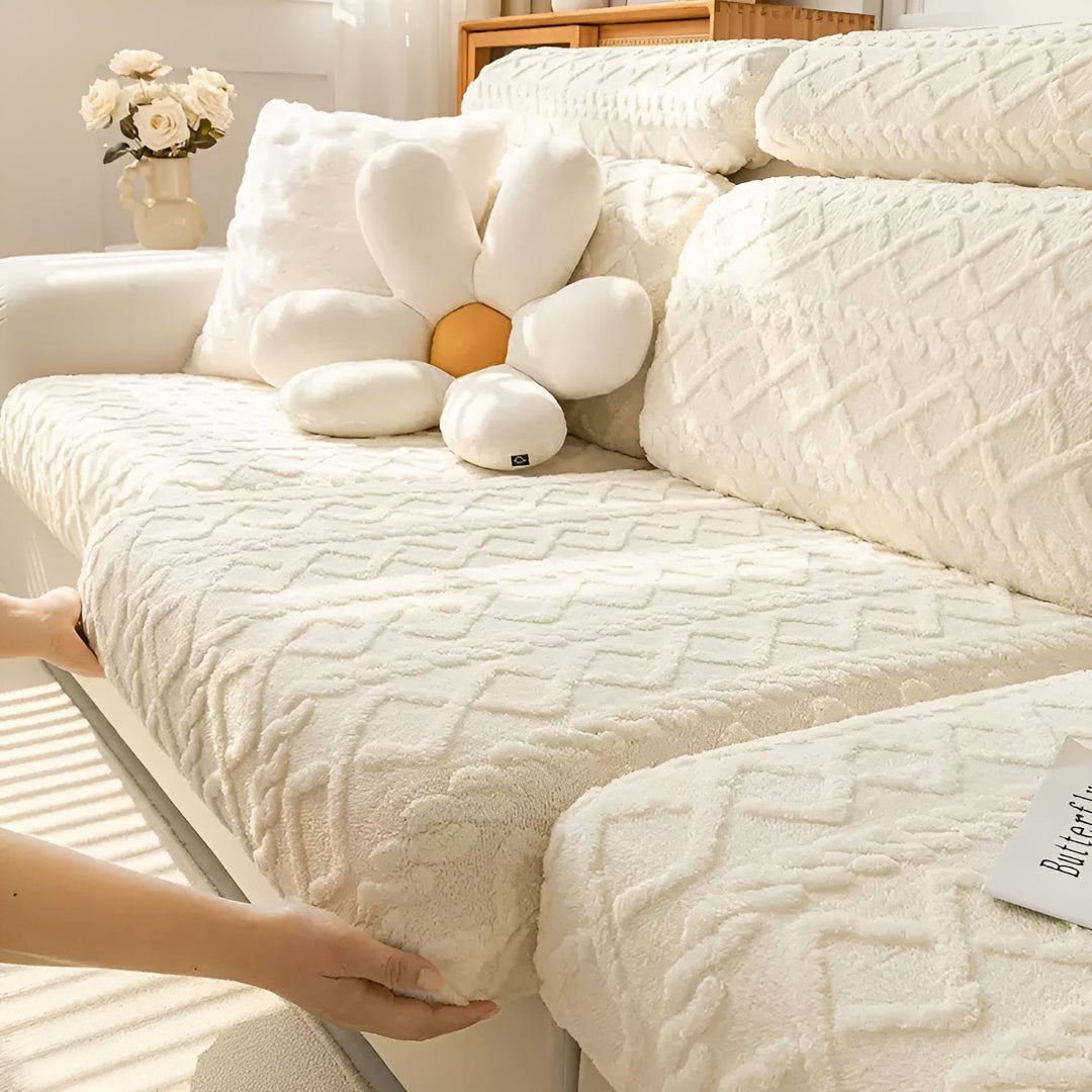 Samt-sofa trekk med diamantmønster – Myk & Luksuriøs | Perfekt passform for enhver sofa | Luvikno