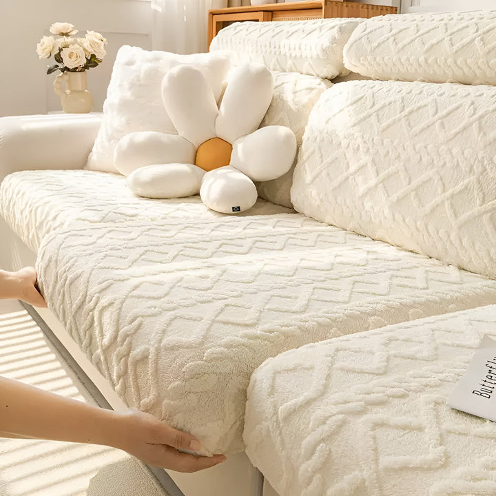 Samt-sofa trekk med diamantmønster – Myk & Luksuriøs | Perfekt passform for enhver sofa | Luvikno