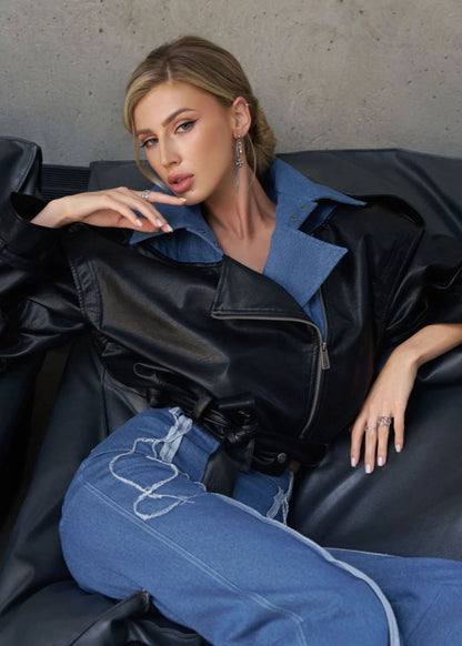 Luvik | Kaksivärinen keinonahkatakki