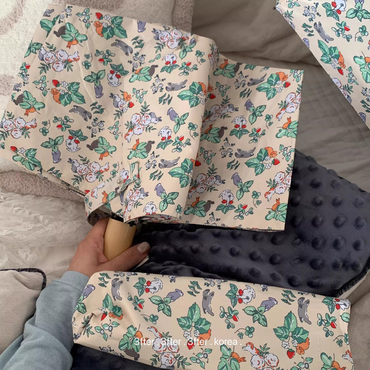 Damer Sammenleggbart Paraply med blomstret Vintage-design Luvikno