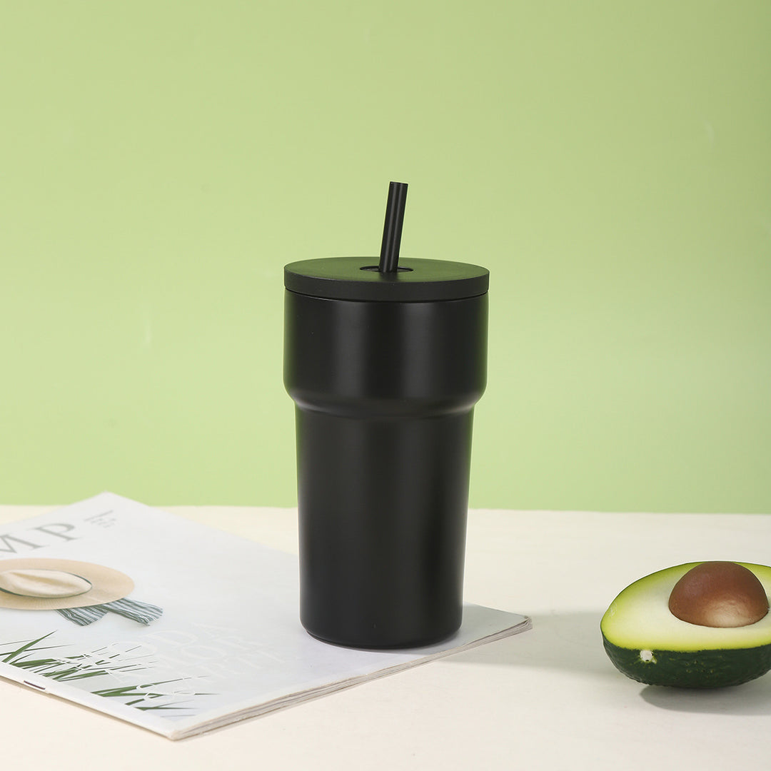 Unisex Isolert Drikkebecher med Støvbeskyttelseslokk og Strå Luvikno