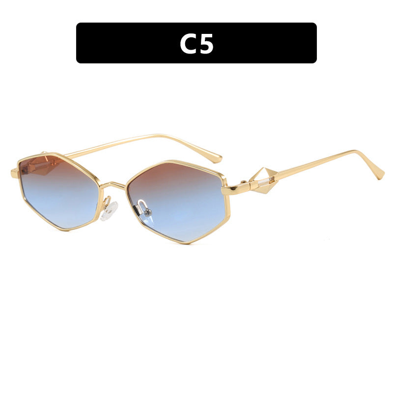 Dame geometrisk solbrille med beskyttende UV-filter og high-end metallramme Luvikno