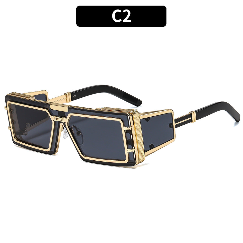 Dame Geometrisk Oversized Solbrille med luksuriøs ramme Luvikno
