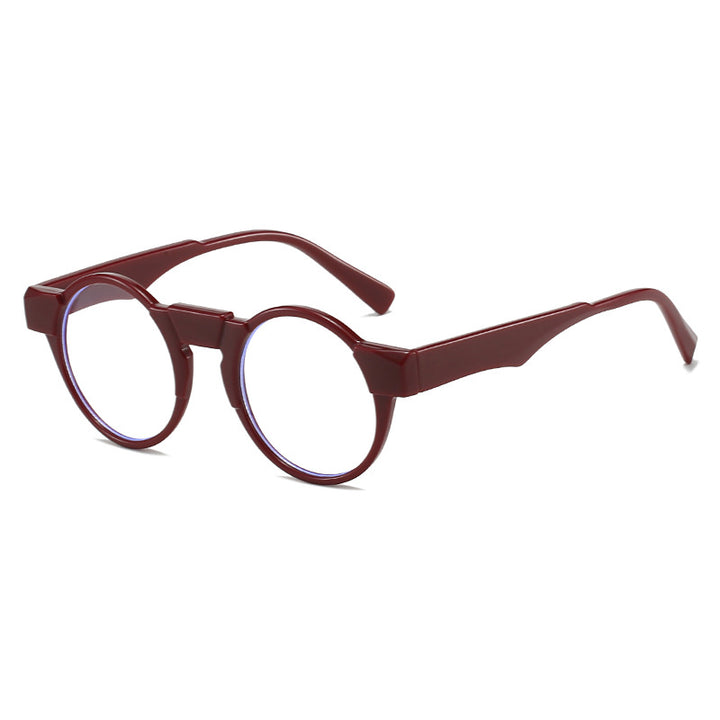 Dame moteriktig lesebrille med innovativt rundt rammedesign Luvikno