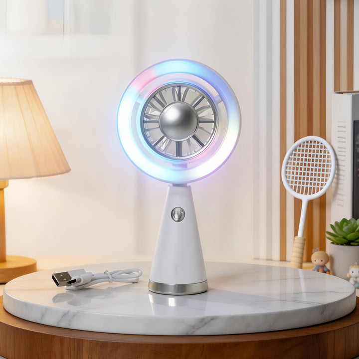 Dame Bærbar Mini-Luftventilator med LED-belysning og fleksibelt design Luvikno