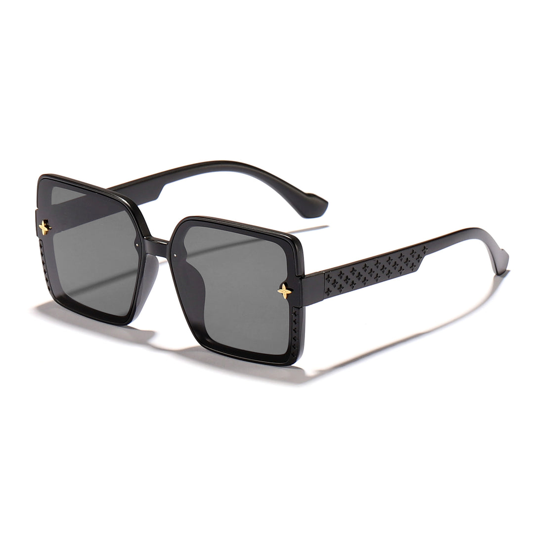 Dame moteriktig firkantet solbrille med dekorert ramme Luvikno