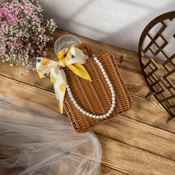 Dame stilige Rattan-Crossbody-veske Luvikno