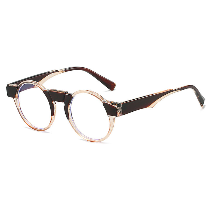 Dame moteriktig lesebrille med innovativt rundt rammedesign Luvikno
