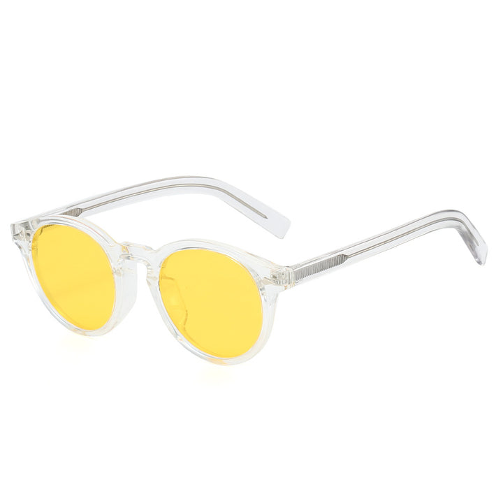 Dame trendy solbriller med transparent ramme og gule glass Luvikno