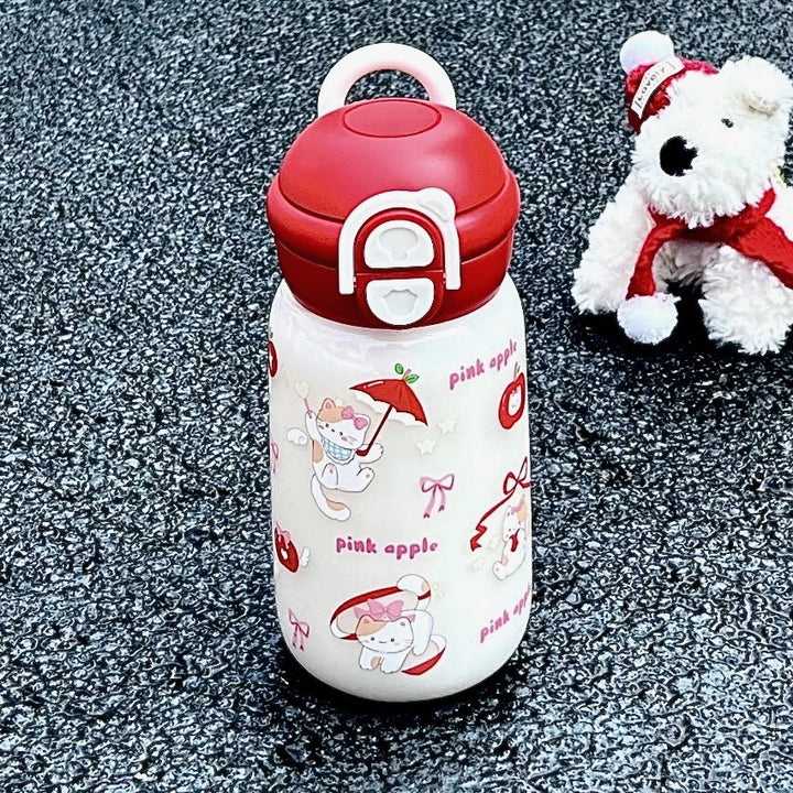 Damen Isolier-Trinkflasche mit verspieltem Tierdesign und sichergestelltem Klappverschluss Luvikno