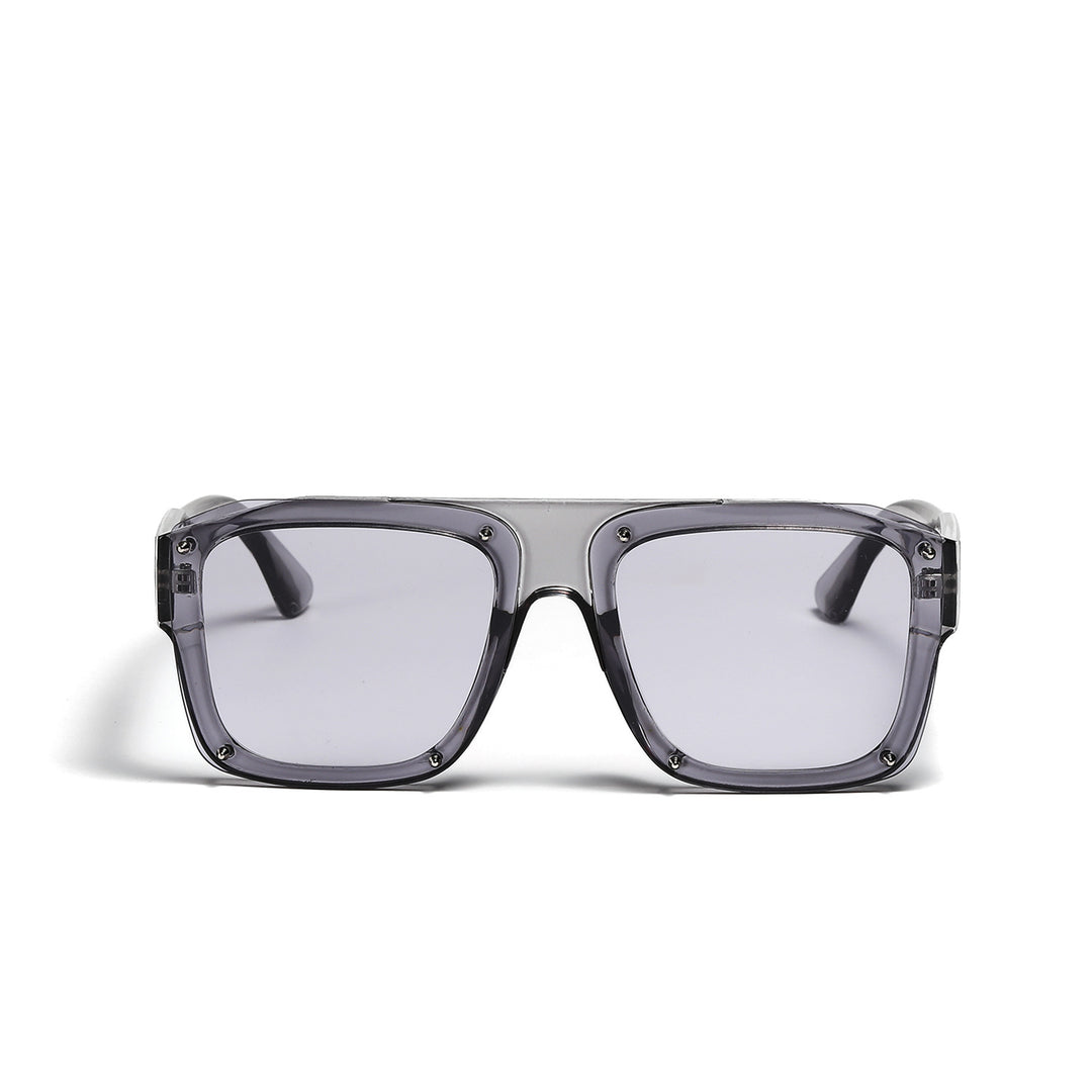 Dame Square-solbriller med modig transparent ramme Luvikno