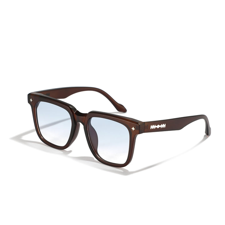 Dame modische firkantet solbrille med stilfullt skjoldpatt-design Luvikno