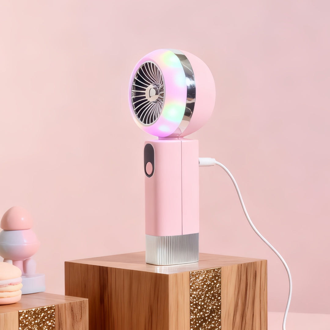 Dame Bærbar Mini-vifte med LED-funksjon og temperaturvisning Luvikno