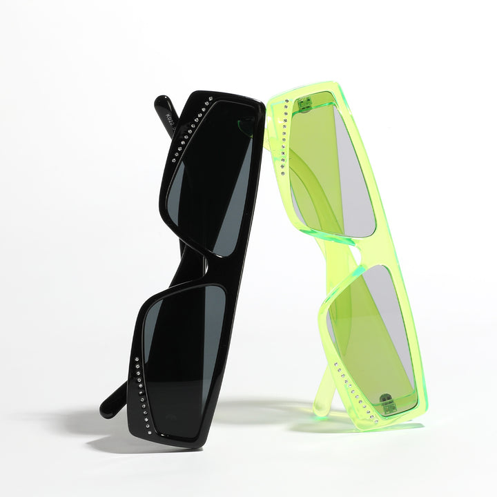 Dame oversized solbriller med futuristisk form og stilige dekorasjoner Luvikno