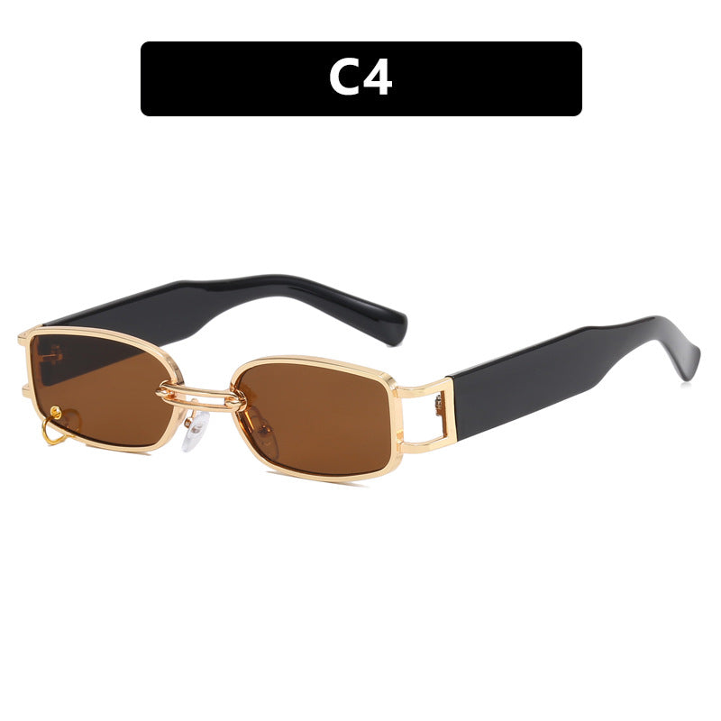 Dame moteriktig solbrille med innovativ rektangulær design og elegante metallakenter Luvikno
