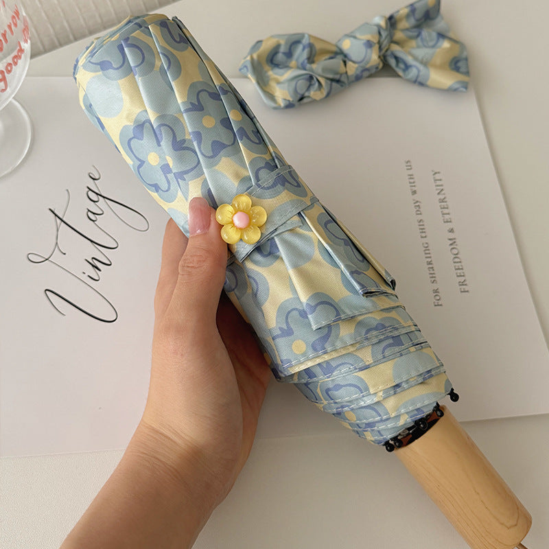 Dame Faltbar Regnparaply med elegant blomsterdesign Luvikno