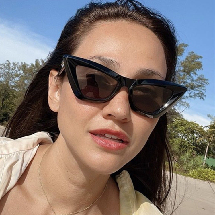 Dame Cat-Eye solbriller med trendy dyreprint Luvikno