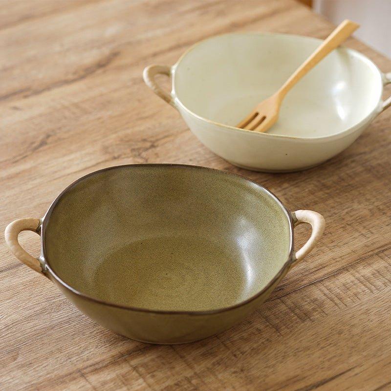 Håndlaget japansk keramisk bolle med håndtak | Luvikno
