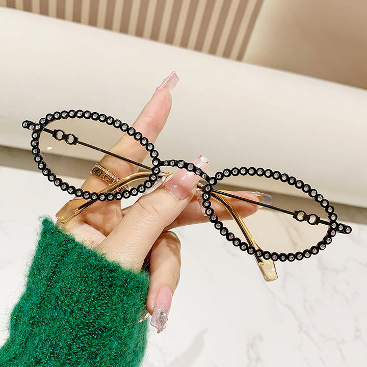 Damen Designer Brille ramme med ekstravagant perleinnramming Luvikno