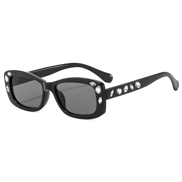 Dame moteriktig solbrille med krystallpynt Luvikno