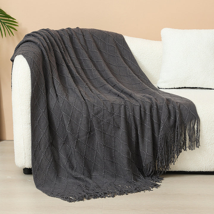 Damer Elegant og stilfullt bo- og kose-teppe med franser Luvikno