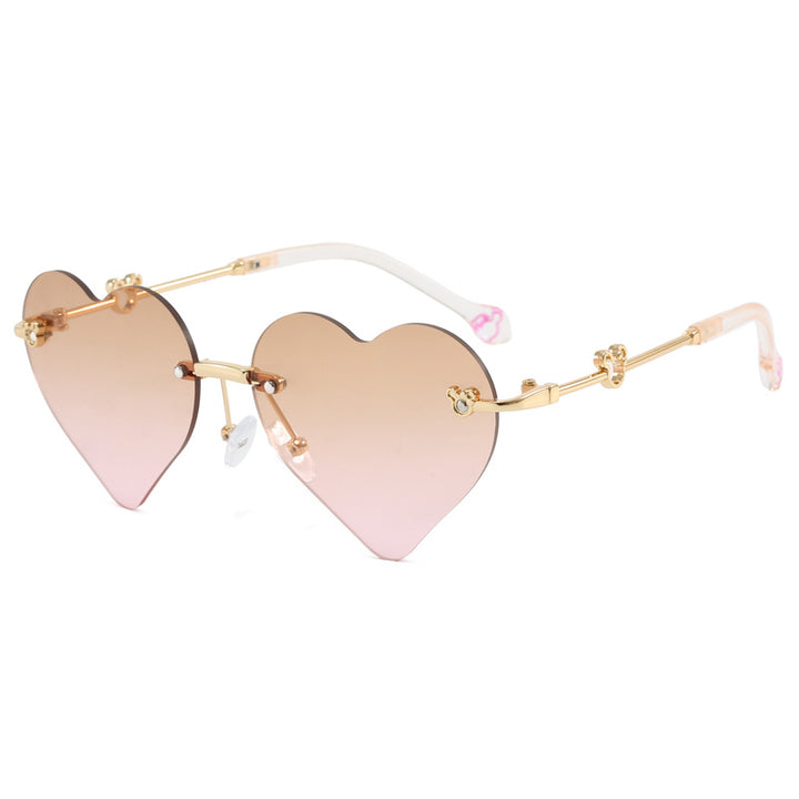 Dame hjerteformet solbrille med speilende linser Luvikno