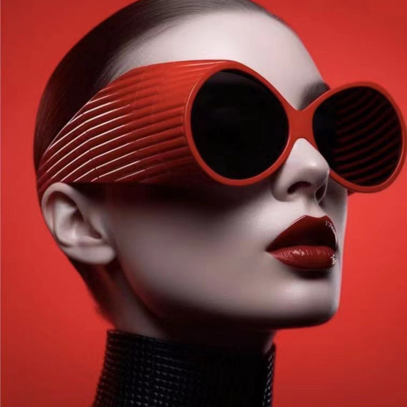 Dame Oversized Cat-Eye Solbriller med stilig, strukturert ramme Luvikno