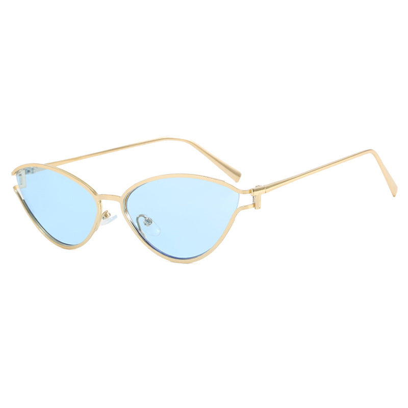 Dame Cat-Eye solbriller i elegant gullramme Luvikno
