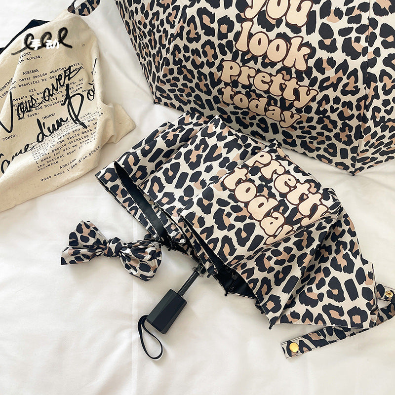 Dame Faltbar Paraply med dynamisk Leopardmønster Luvikno