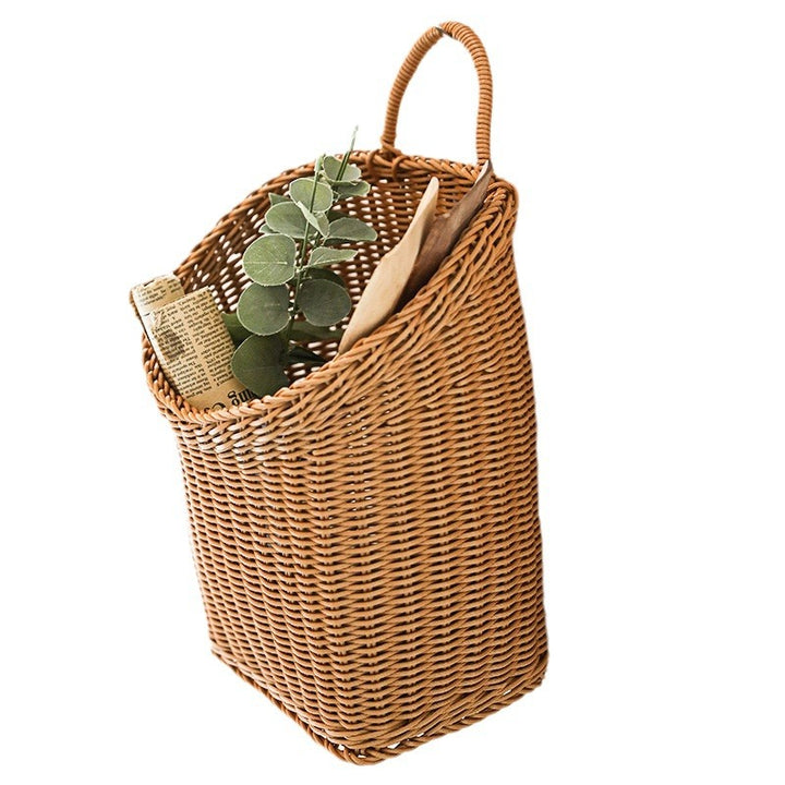 Dame Håndlaget Rattan Oppbevaringskurv med Håndtak Luvikno