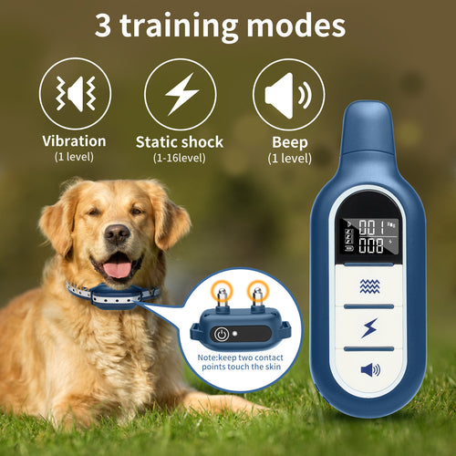 Elektrisk hundetreningshalsbånd med 1000m fjernkontroll og vanntett design – PetTrainer Luvikno