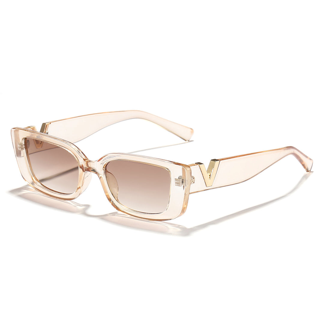 Dame moteriktig kvadratisk solbrille med gullbekledning Luvikno