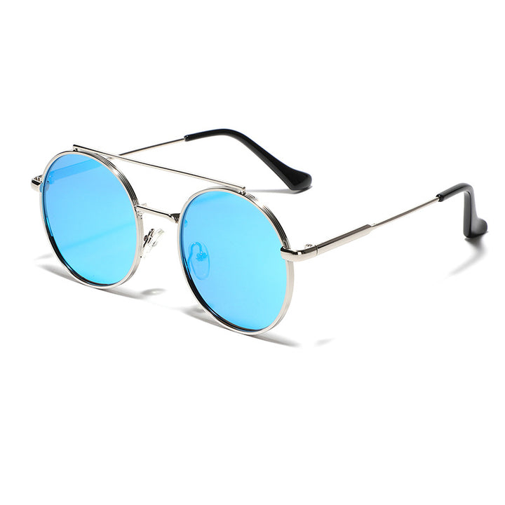 Dame rund solbrille med moteramme Luvikno