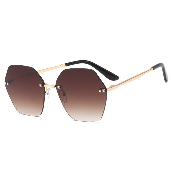 Damer hexagonal solbrille med elegant metallramme Luvikno