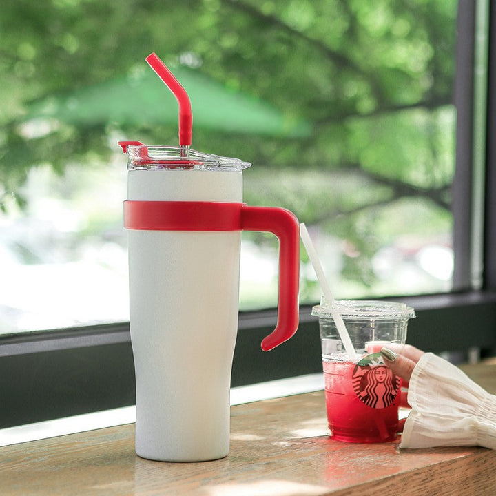 Dame isolasjonsbecher med sugerør og ergonomisk grep Luvikno