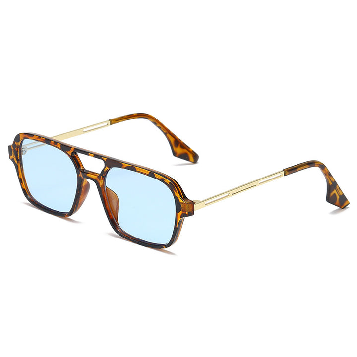 Dame trendy kvadratiske solbriller med transparent ramme og myke linser Luvikno