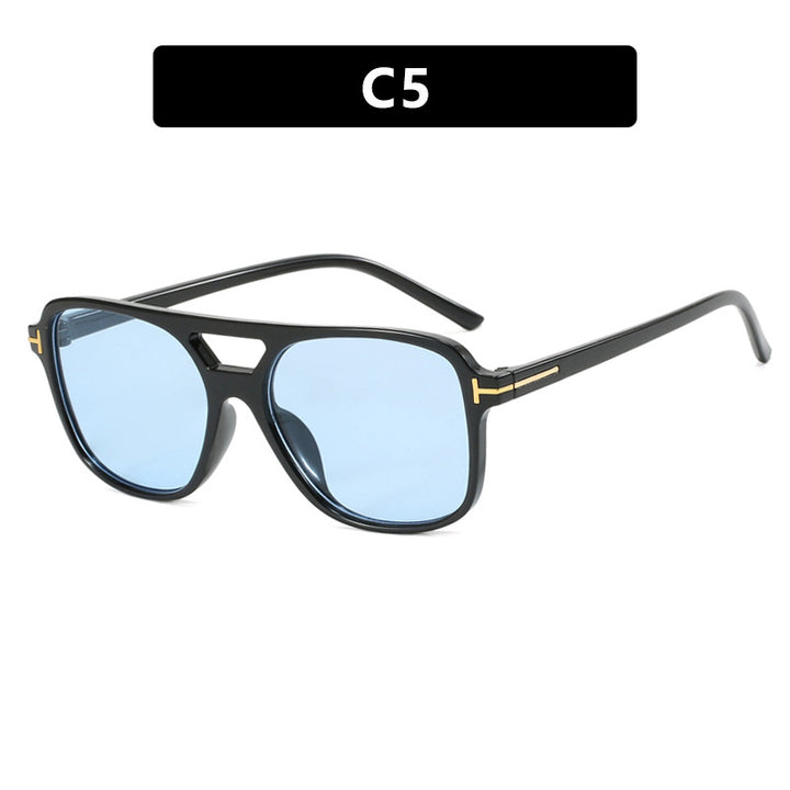 Damer trendy kvadratisk solbrille med detaljert ramme Luvikno