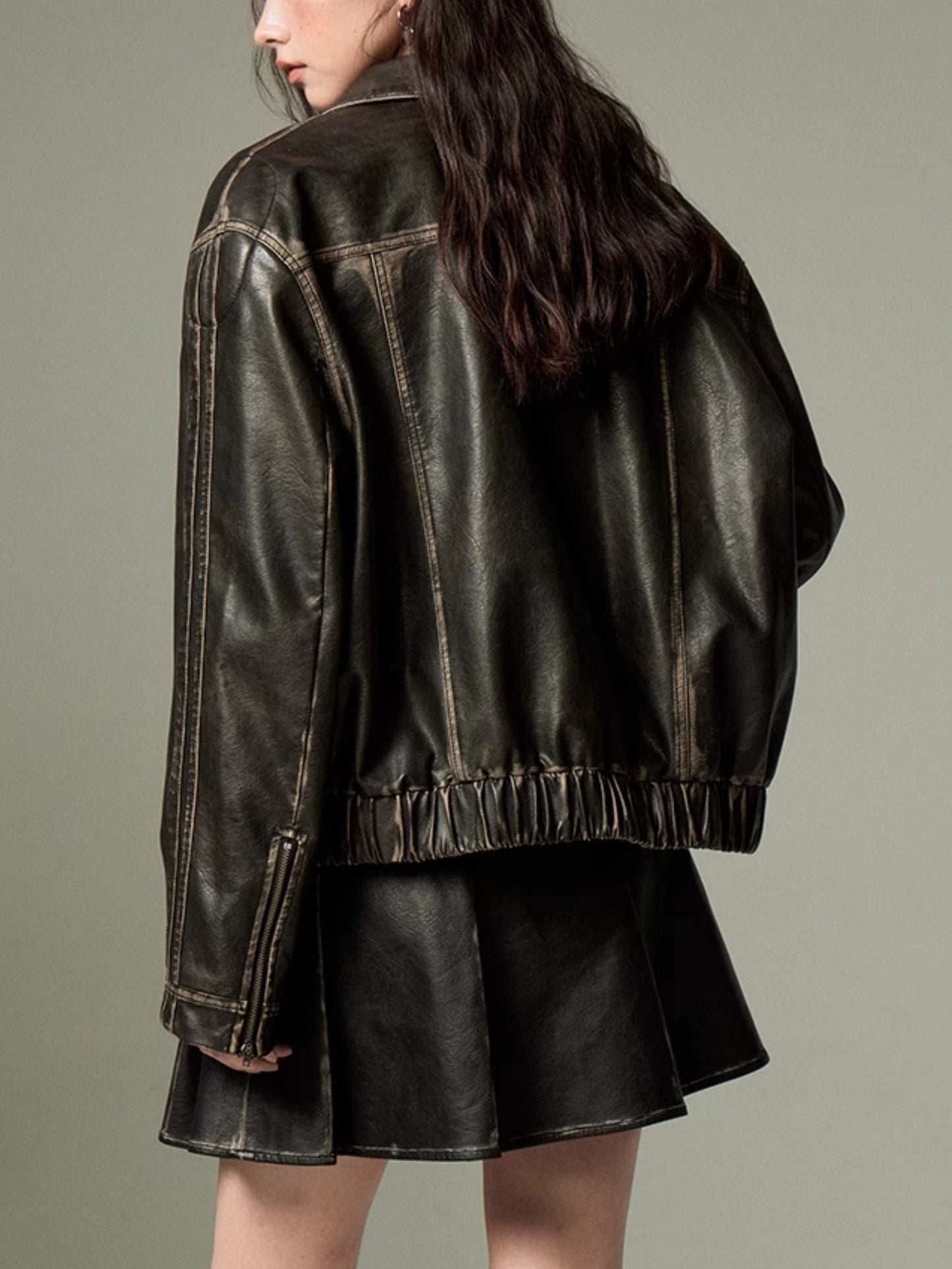 Luvik | Naru Vetoketju Nahkatakki